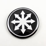 Chaos Star | Pinback Button | 3 Sizes to Choose From - White On Black