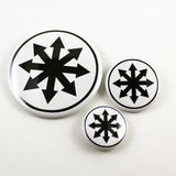 Chaos Star | Pinback Button | 3 Sizes to Choose From - Black On White